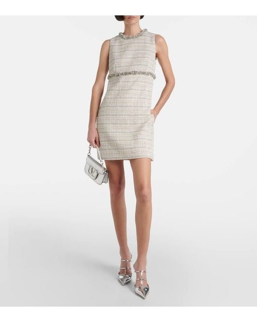 Valentino Natural Verziertes Minikleid Aus Tweed