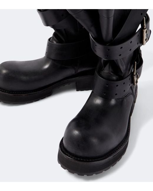Balenciaga Black Venom Leather Biker Boots for men