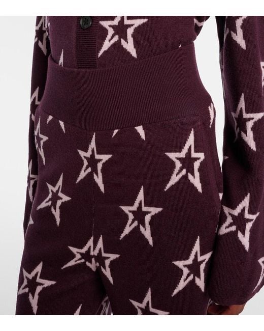 Perfect Moment Purple Chalet Knitted Wool Wide-Leg Pants