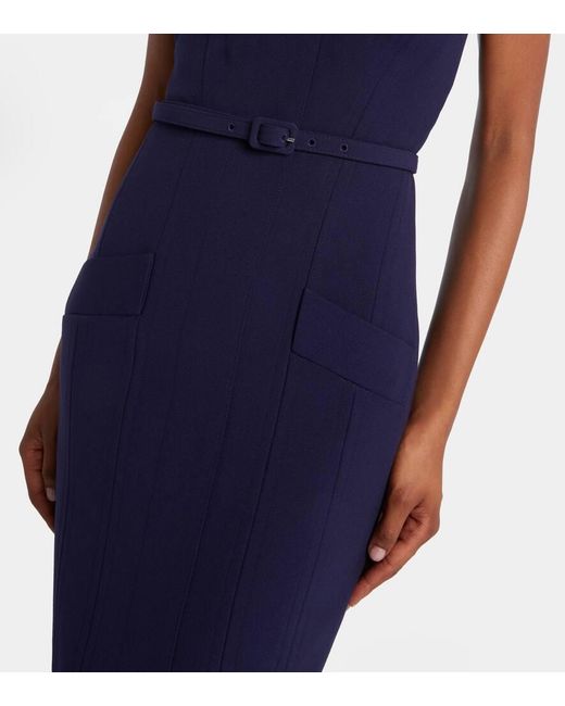 Roland Mouret Blue Belted Crepe Midi Dress