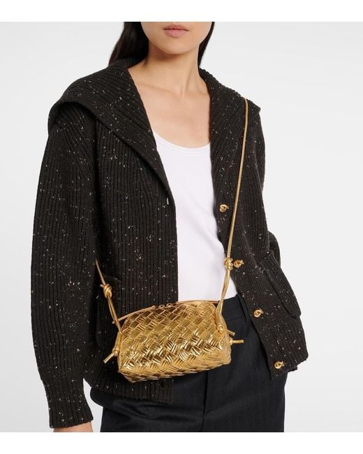 Bottega Veneta Concert Intrecciato Metallic Leather Pouch