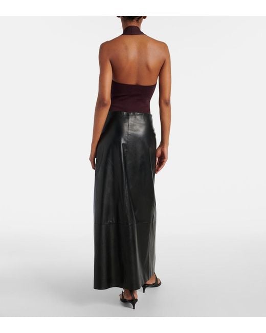 Khaite Purple Toto Knitted Open-Back Bodysuit