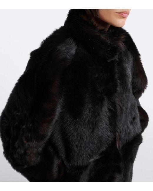 Nour Hammour Black Blaise Shearling Coat