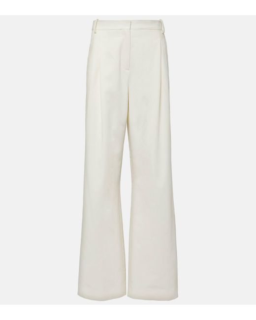 TOVE White Liza High-rise Cotton Wide-leg Pants