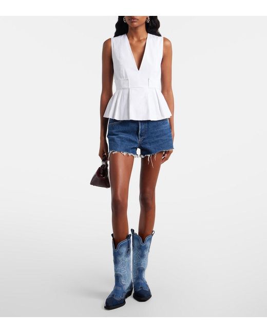Ganni Blue Denim Cowboy Boots