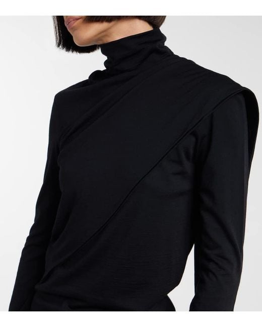 Rohe Black Scarf-Detail Wool Jersey Top