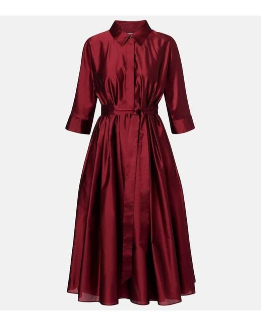 Max Mara Red Max Mara Perry Satin Midi Dress
