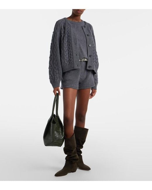 Lisa Yang Gray Winroe Cable-Knit Cashmere Cardigan