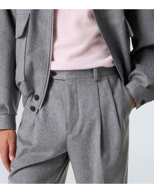 Auralee Gray Cashmere Straight Pants for men