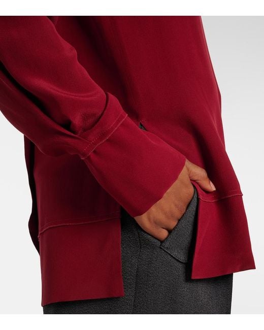Victoria Beckham Red Silk Scarf-Detail Blouse