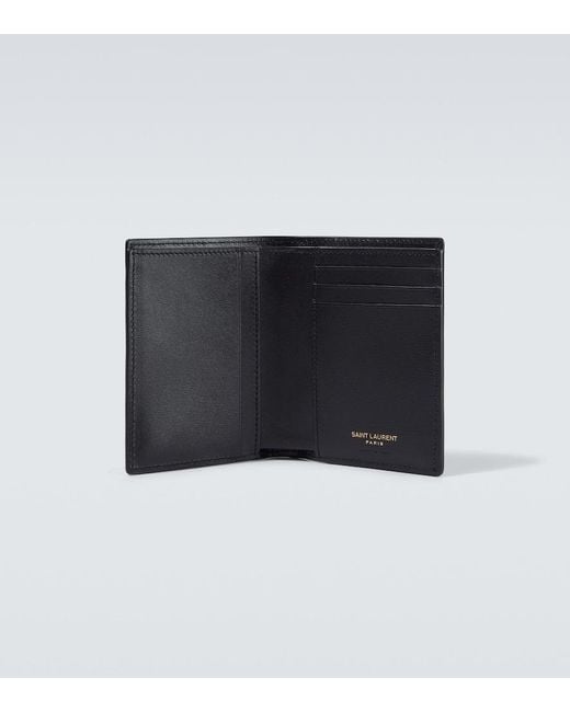 Saint Laurent Black Cassandre Leather Bifold Wallet for men