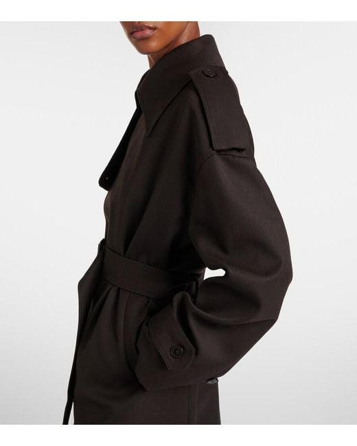 Frankie Shop Black Dursley Belted Double-Breasted Trench Coat