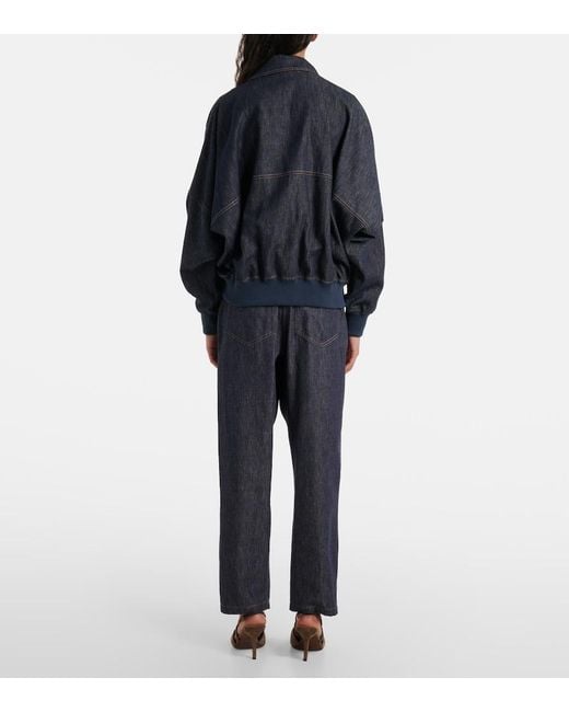 Brunello Cucinelli Blue Denim Bomber Jacket