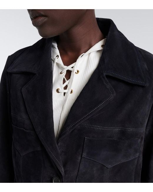 Nili Lotan Blue Dominic Suede Jacket