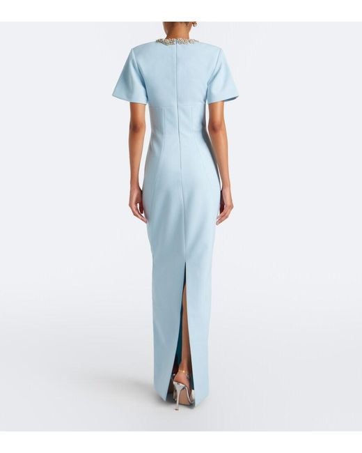 Rachel Gilbert Blue Dovetta Embellished Crepe Corset Gown