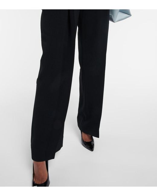 Victoria Beckham Blue Pleated Wide-Leg Pants