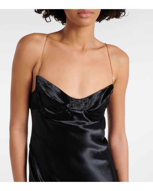 Miu Miu Black Embellished Satin Gown