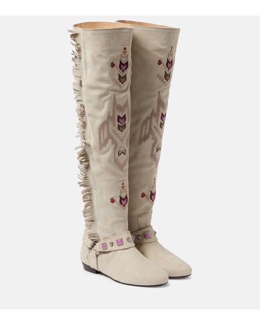 Bottes Soksa En Daim Brode Isabel Marant en coloris Natural