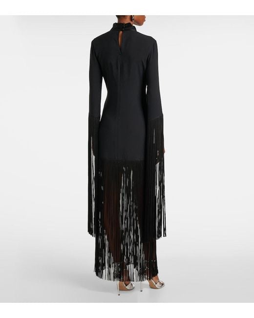 Taller Marmo Black Chicago Fringed Crepe Minidress