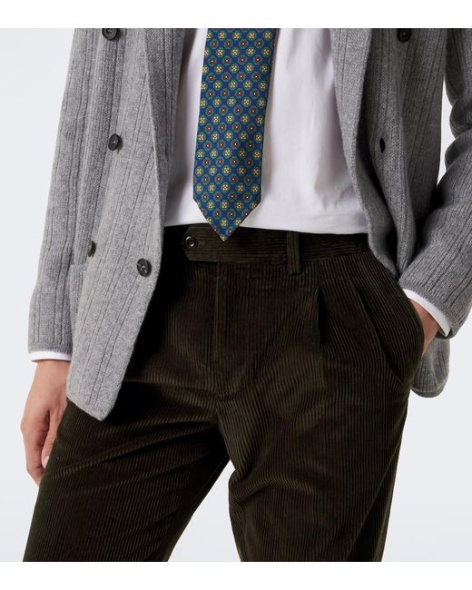 Rubinacci Black Modluca Cotton Corduroy Straight Pants for men