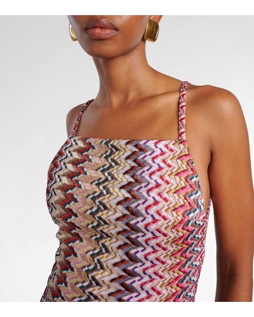 Missoni White Zigzag Lame Maxi Dress