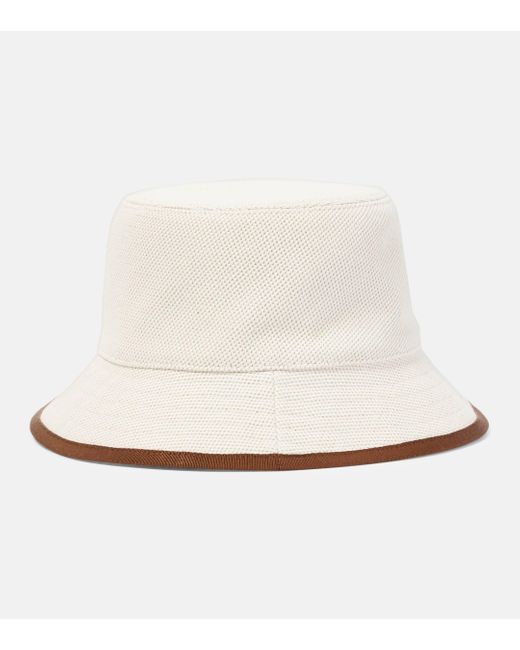 Gucci White Logo Canvas Bucket Hat