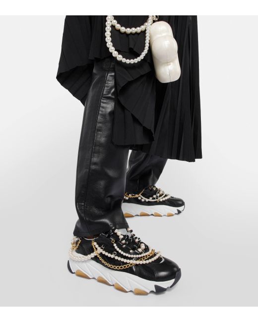 Junya Watanabe Black Embellished Leather Sneakers