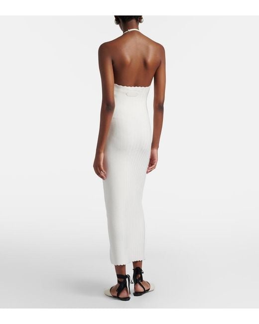 Jacquemus White Tablier Knitted Midi Dress