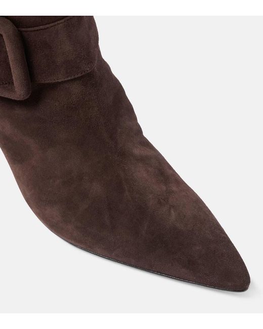 Manolo Blahnik Brown Stiefel Bayhi Gala 70 Aus Veloursleder