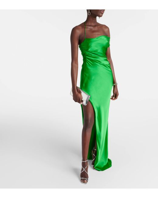 The Sei Green Asymmetric Silk Satin Gown
