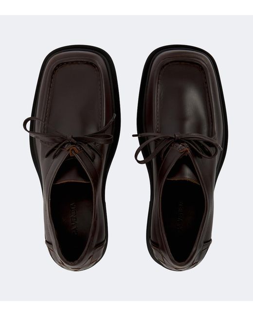 Bottega Veneta Black Ben Intrecciato Leather Lace-Up Shoes for men