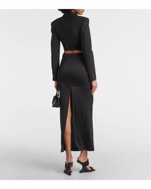 Dion Lee Black Pocket Column Mid-Rise Satin Maxi Skirt
