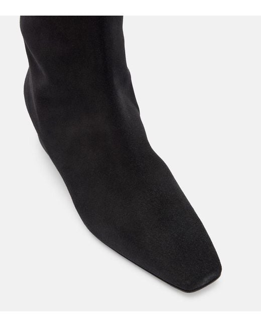Manolo Blahnik Black Gore Suede Over-The-Knee Boots