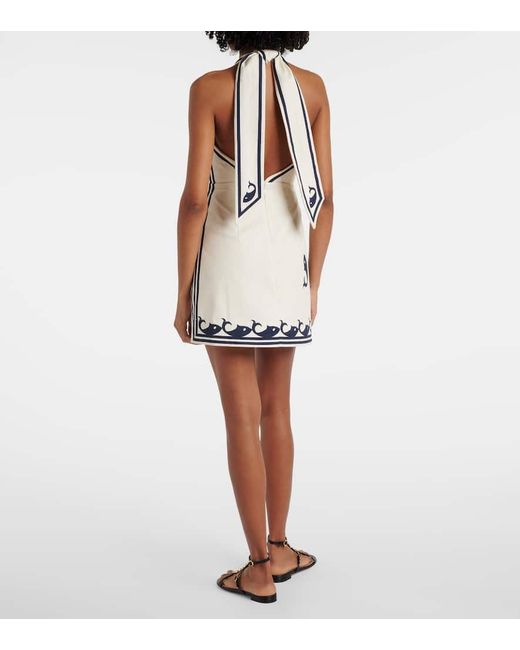 ALÉMAIS White Bedrucktes Minikleid Marine Aus Baumwolle