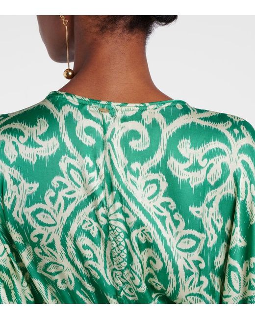 Abito Lungo Ilona Con Stampa di Poupette in Green