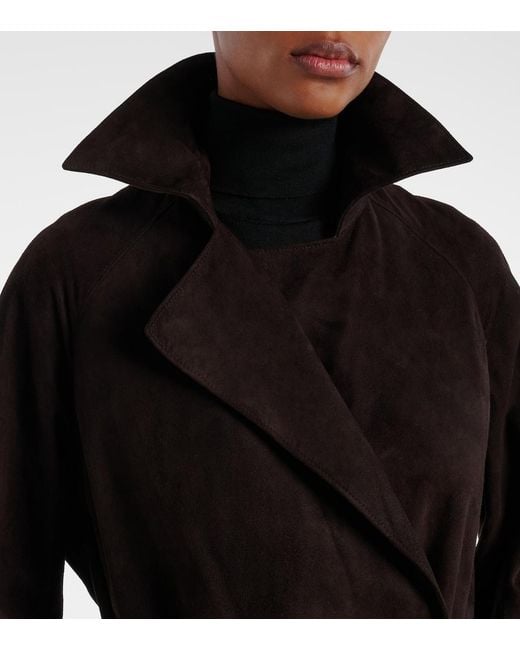 The Row Black Solana Suede Wrap Coat