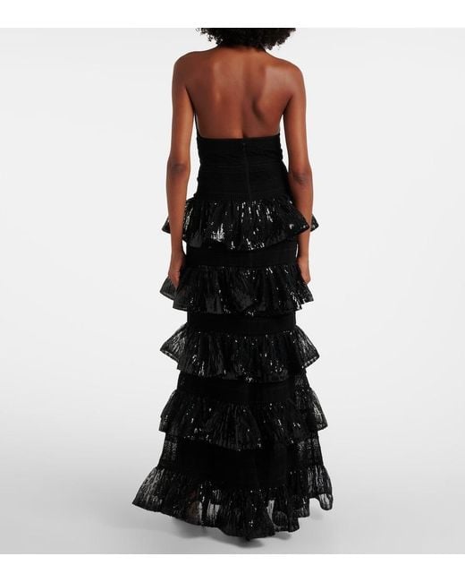 Elie Saab Black Sequined Macrame Gown