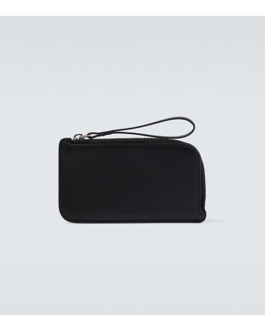 The Row Black Leather Wallet With Strap for men