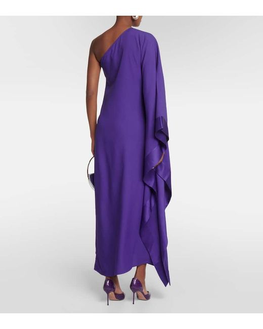 ‎Taller Marmo Purple One-Shoulder-Robe Betsy aus Crepe