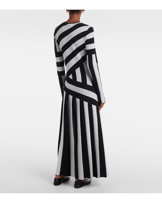 Gabriela Hearst Black Seema Striped Wool Maxi Dress