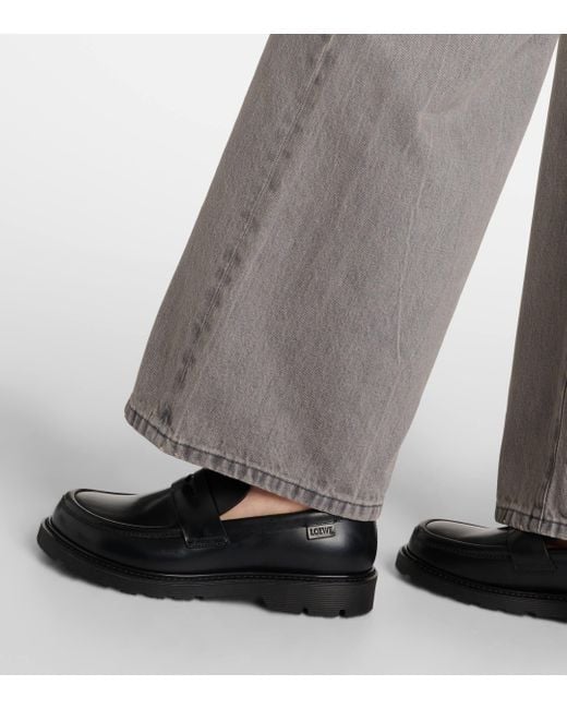 Loewe Black Blaze Leather Penny Loafers