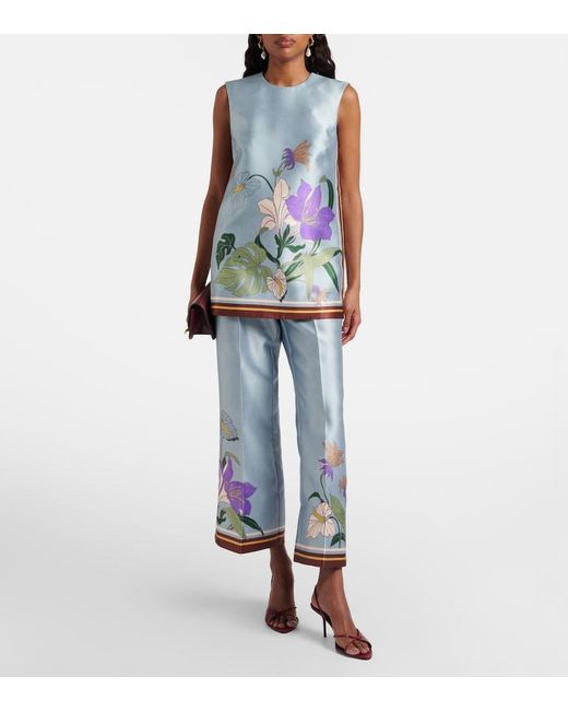 ALÉMAIS Blue Alfie Floral Satin Culotte