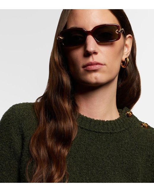 Bottega Veneta Brown Knot Rectangular Sunglasses