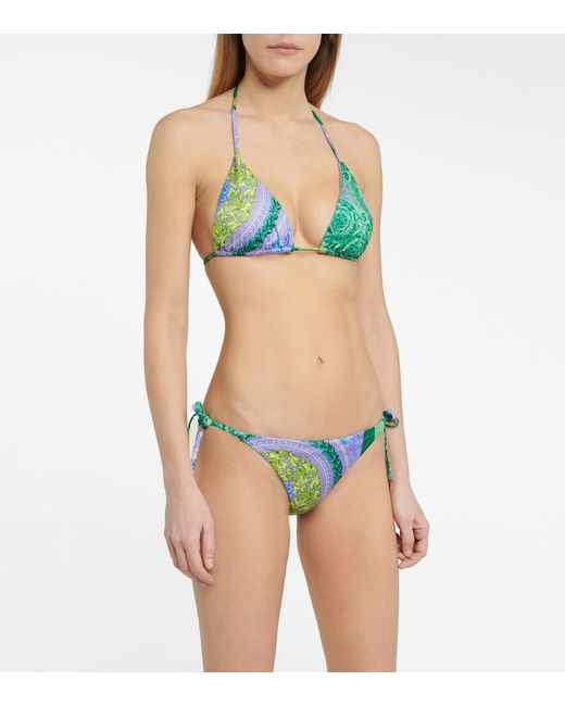 Versace Blue Barocco Mosaic Printed Bikini Bottoms