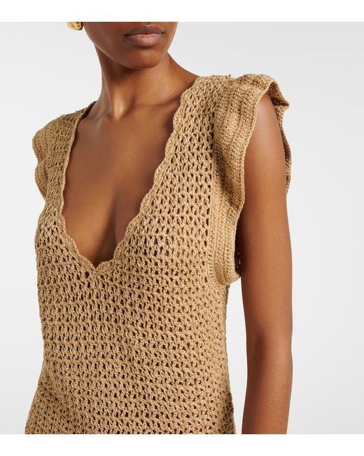 Melissa Odabash Brown Annalise Crochet Lame Minidress