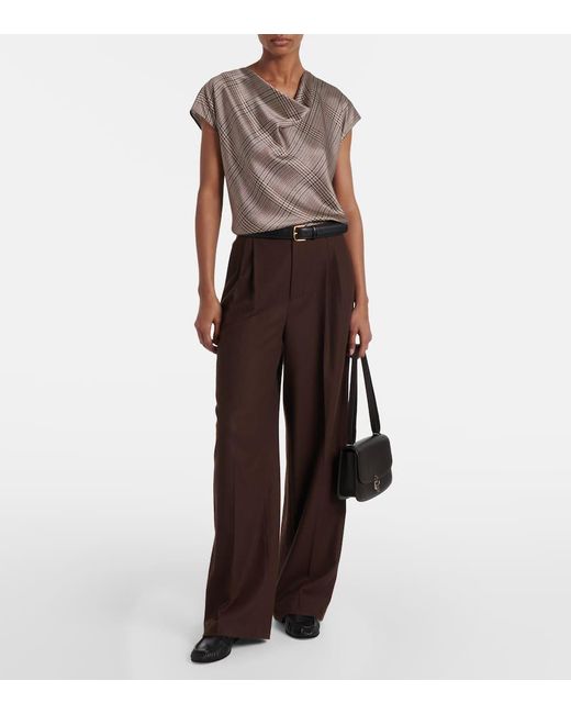 Top En Soie A Carreaux Vince en coloris Gray