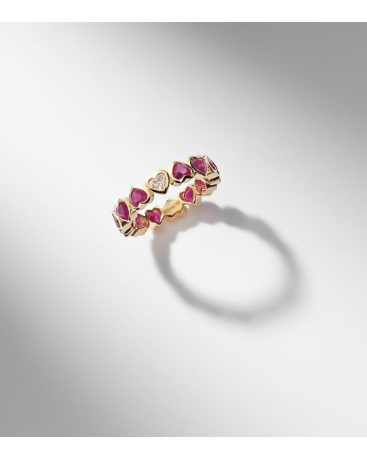 SHAY White 18Kt Ring With Rubies And Diamonds
