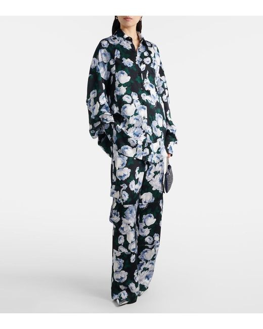 Stella McCartney Blue Printed Satin Pajama Pants