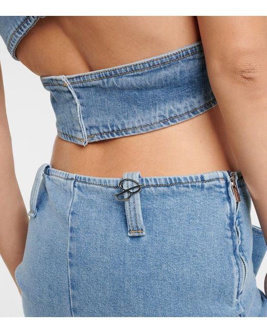 Blumarine Blue Bow-Detail Denim Miniskirt