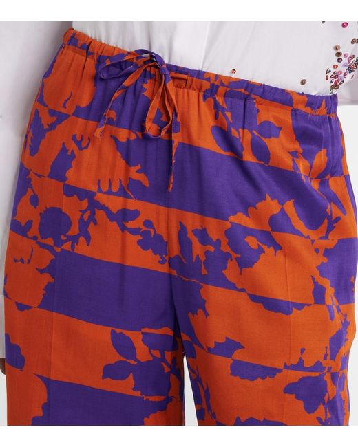 Dries Van Noten Red Printed Wide-Leg Pants